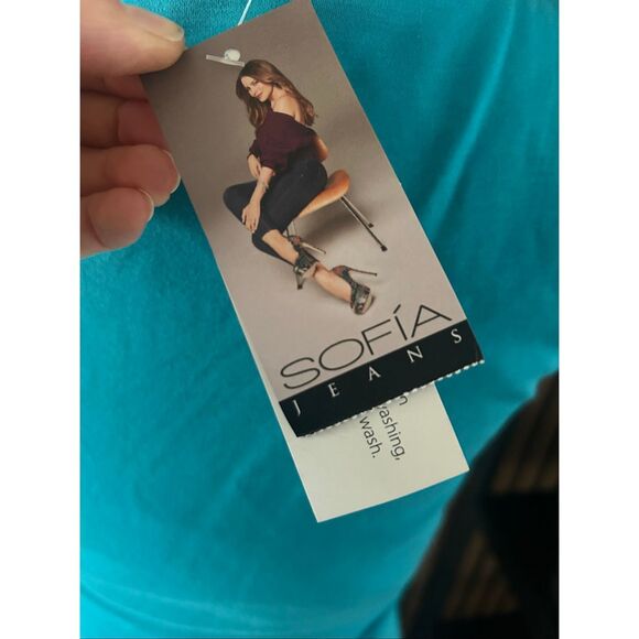 Sofia Vergara Ruched Tie Tank Maxi Dress in Blue Sz L NWT - Picture 5 of 8